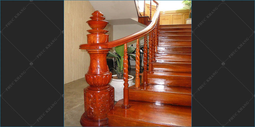 thang gỗ căm xe lan can gỗ