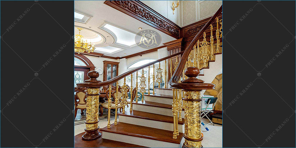 thang gỗ tân cổ điển sắt nghệ thuật