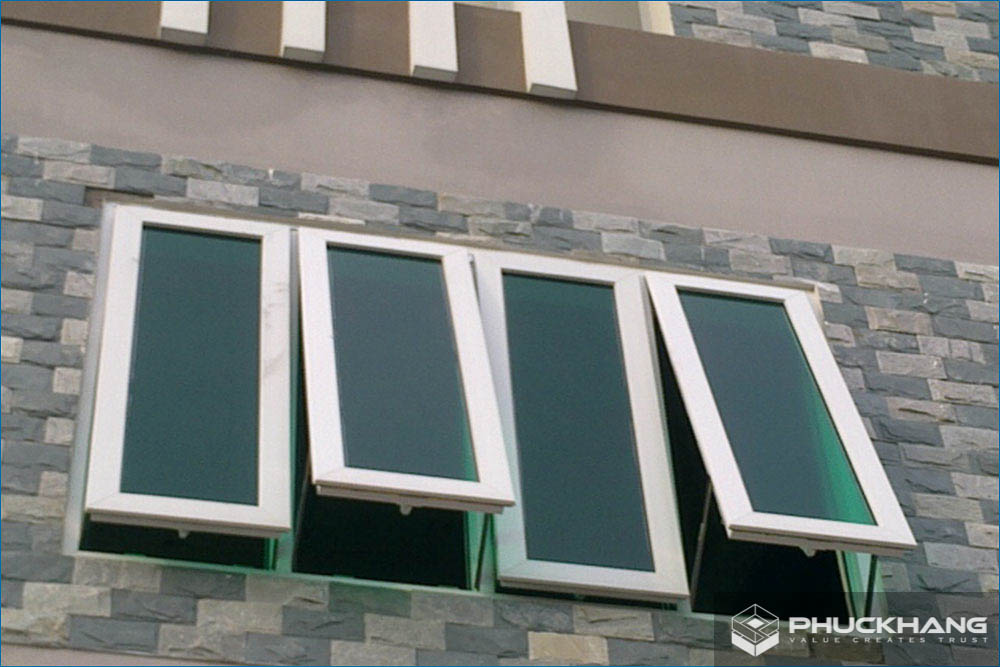 mẫu cửa sổ nhựa lõi thép màu 4 cánh mở hất