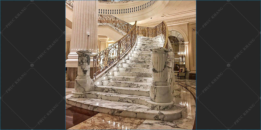 đá granite ốp cầu thang màu trắng