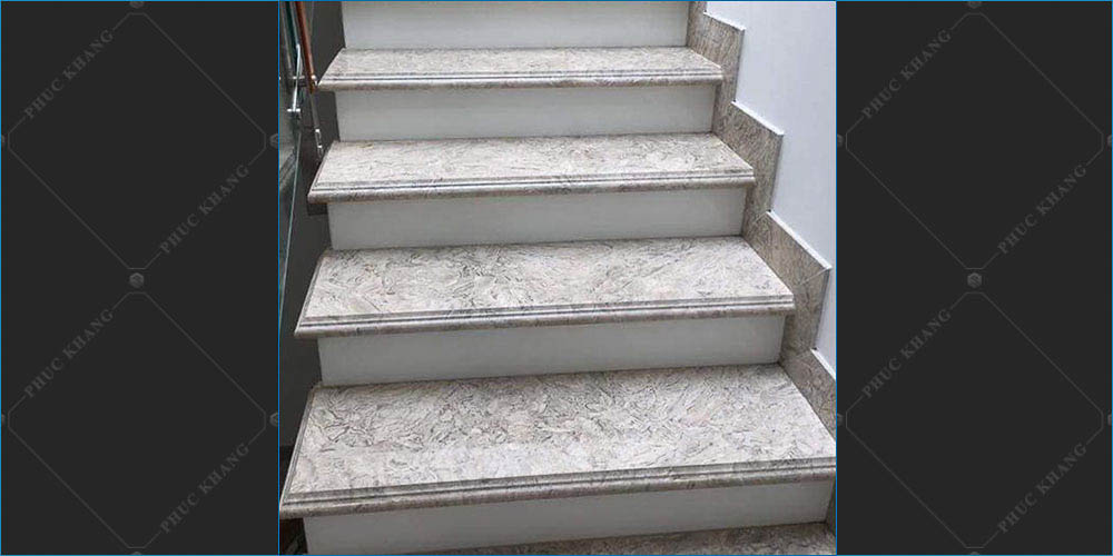 đá marble ốp cầu thang màu trắng