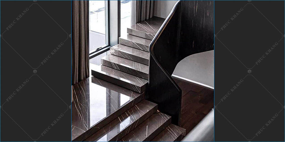 đá granite nâu ốp cầu thang đẹp
