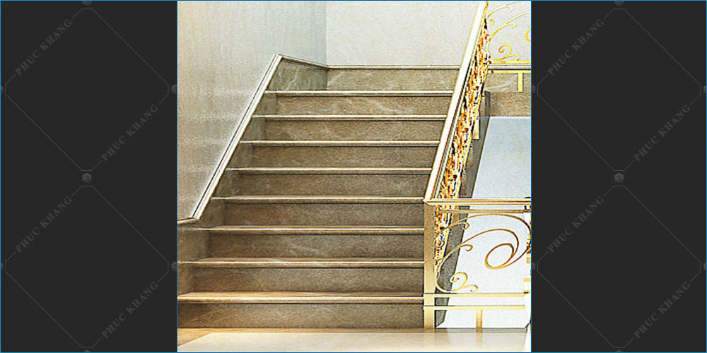 đá granite màu vàng ốp cầu thang