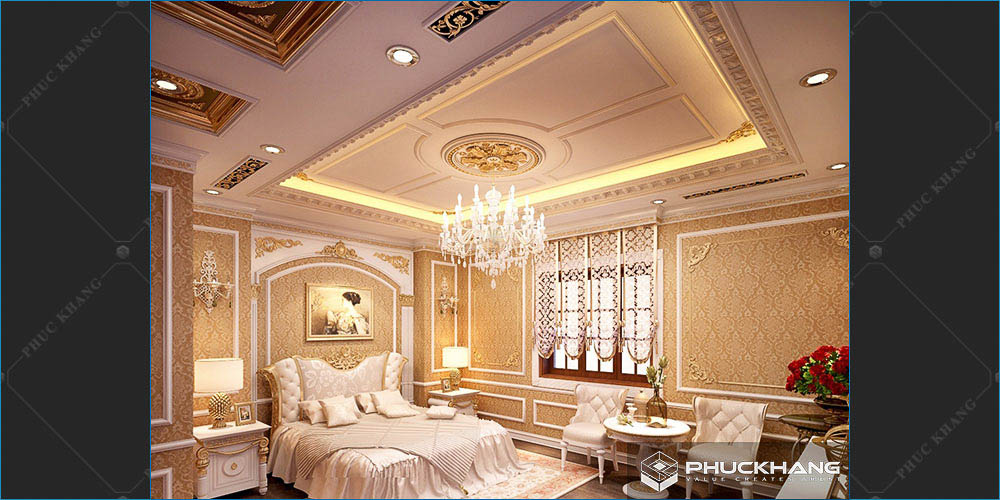 trần thạch cao phòng ngủ cổ điển đẹp