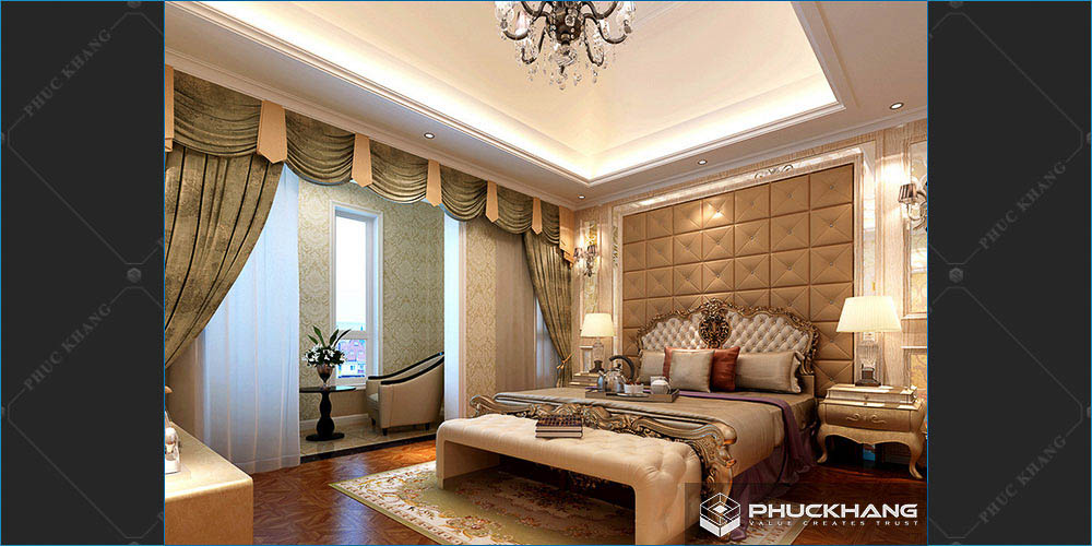 trần thạch cao phòng ngủ cổ điển đẹp