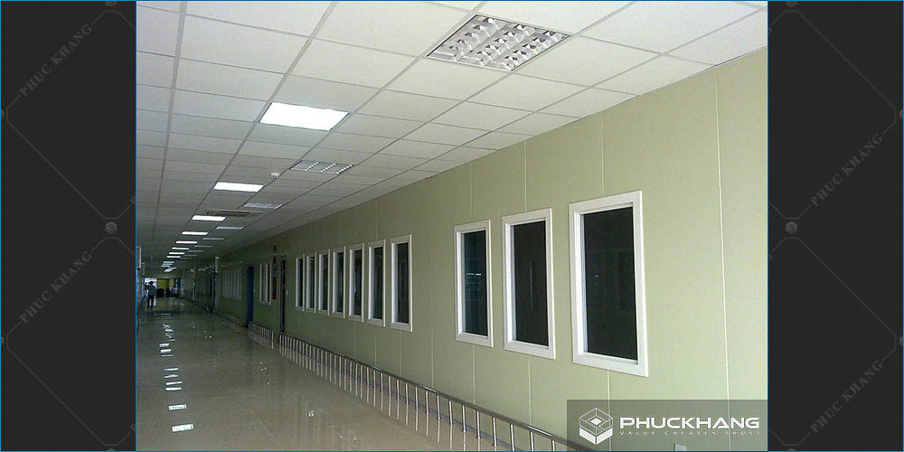 trần thả thạch cao đơn giản khung nổi