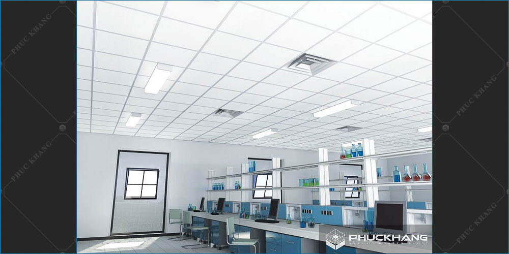 trần thả thạch cao đơn giản khung nổi