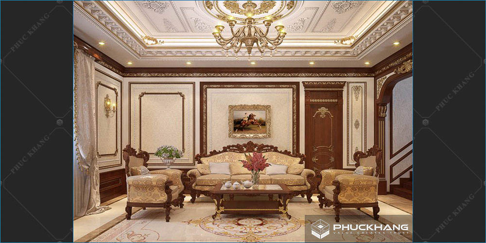 trần thạch cao phòng khách giật cấp