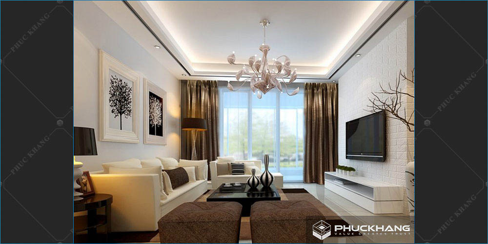trần thạch cao giật cấp cho phòng khách đẹp