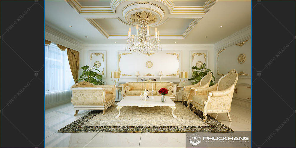 trần thạch cao giật cấp cho phòng khách đẹp