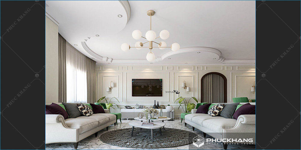 trần thạch cao hiện đại phòng khách
