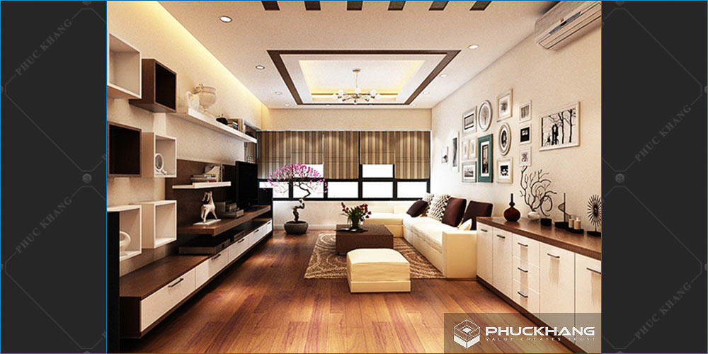 trần thạch cao hiện đại phòng khách
