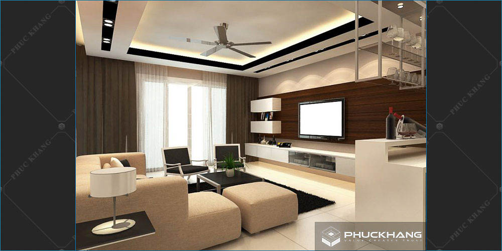 trần thạch cao hiện đại phòng khách