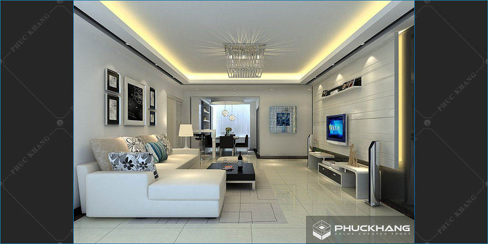trần thạch cao hiện đại phòng khách