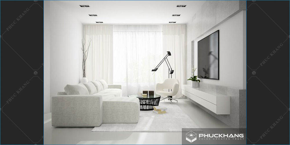 trần thạch cao phẳng phòng khách
