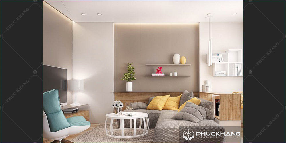 trần thạch cao phòng khách phẳng