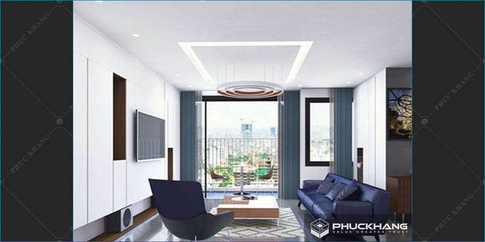 trần thạch cao phẳng phòng khách
