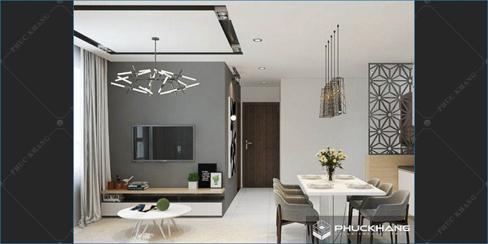 trần thạch cao phẳng phòng khách