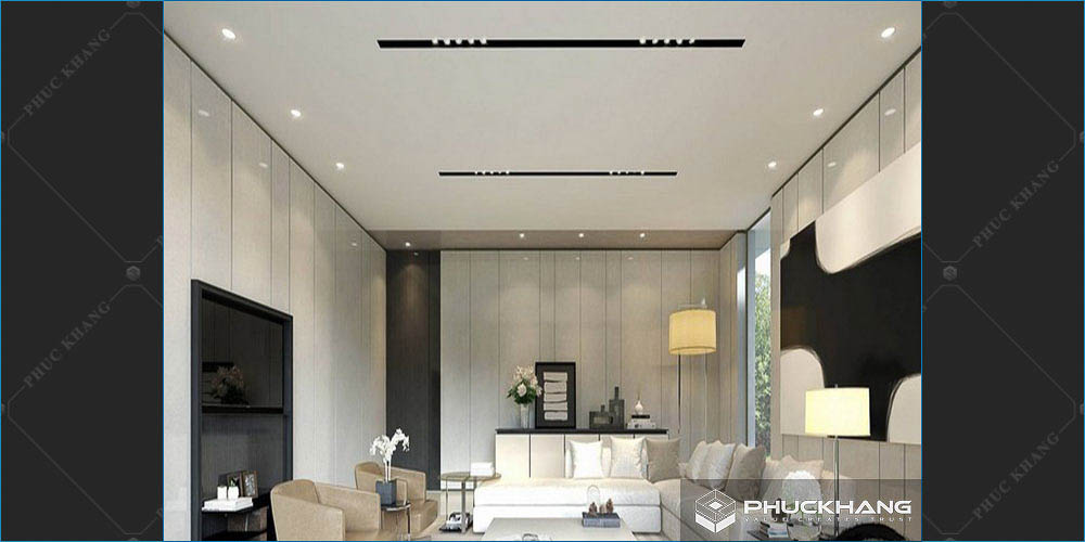 trần thạch cao phẳng phòng khách