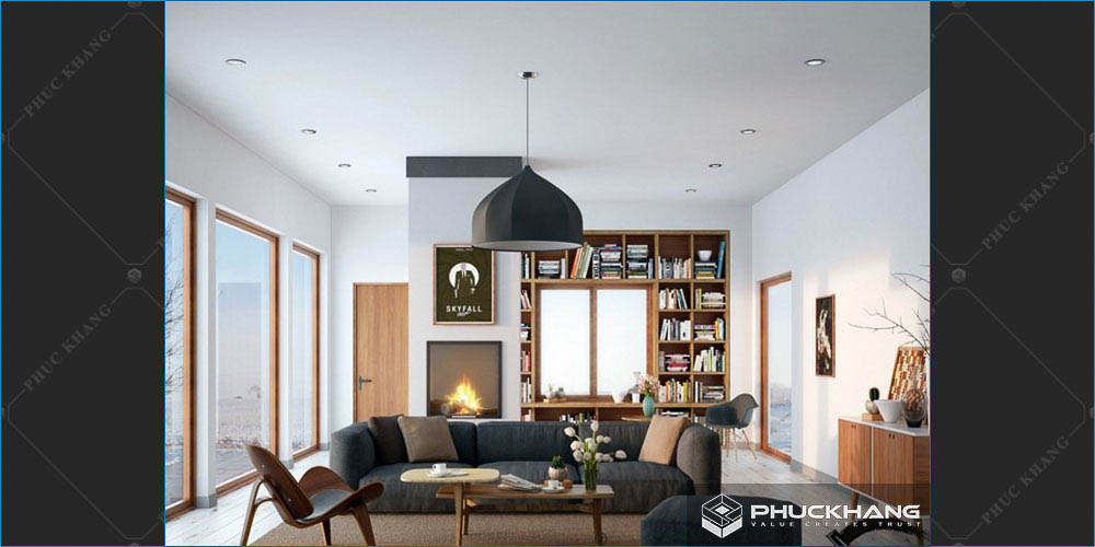 trần thạch cao phẳng phòng khách