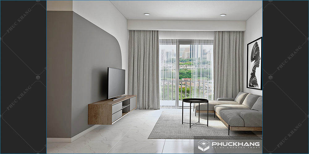 trần thạch cao phẳng phòng khách