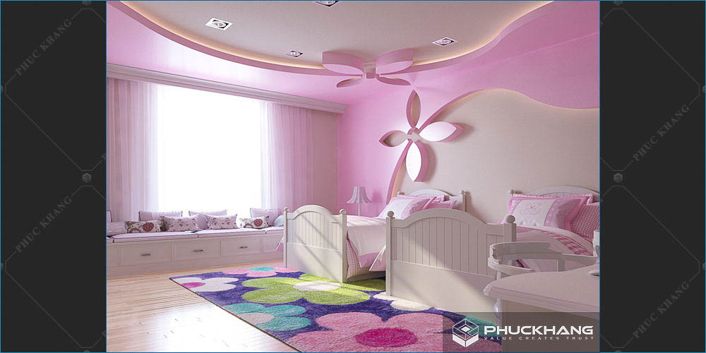 trần thạch cao phòng bé gái