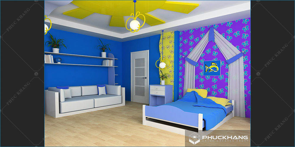 trần thạch cao phòng bé gái