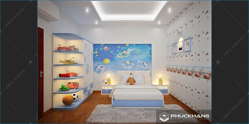 trần thạch cao phòng bé trai