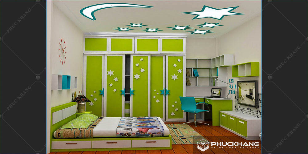 trần thạch cao phòng bé trai