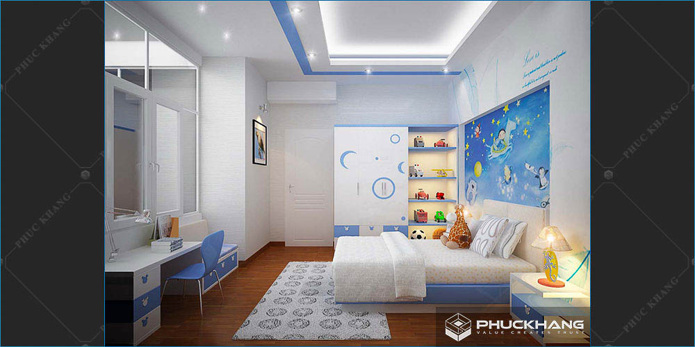 trần thạch cao phòng bé trai
