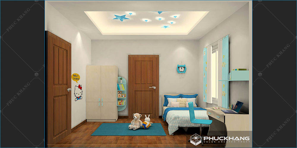 trần thạch cao phòng bé trai
