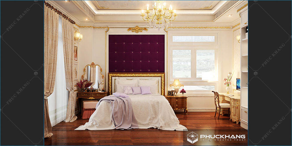 trần thạch cao cổ điển phòng ngủ