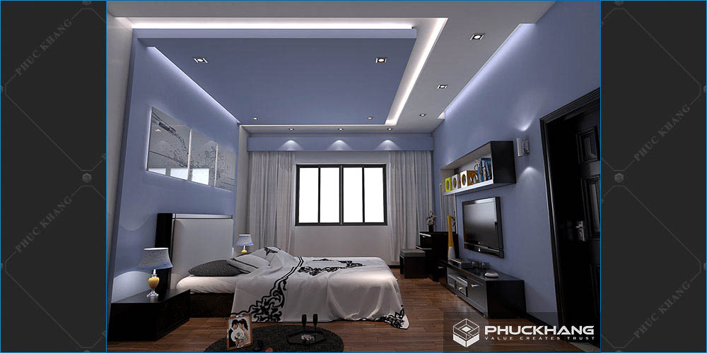 trần thạch cao phòng ngủ hiện đại