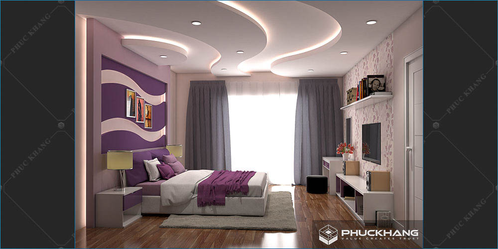 trần thạch cao hiện đại phòng ngủ