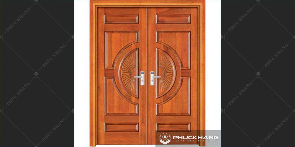 mẫu cửa chính 2 cánh bằng gỗ