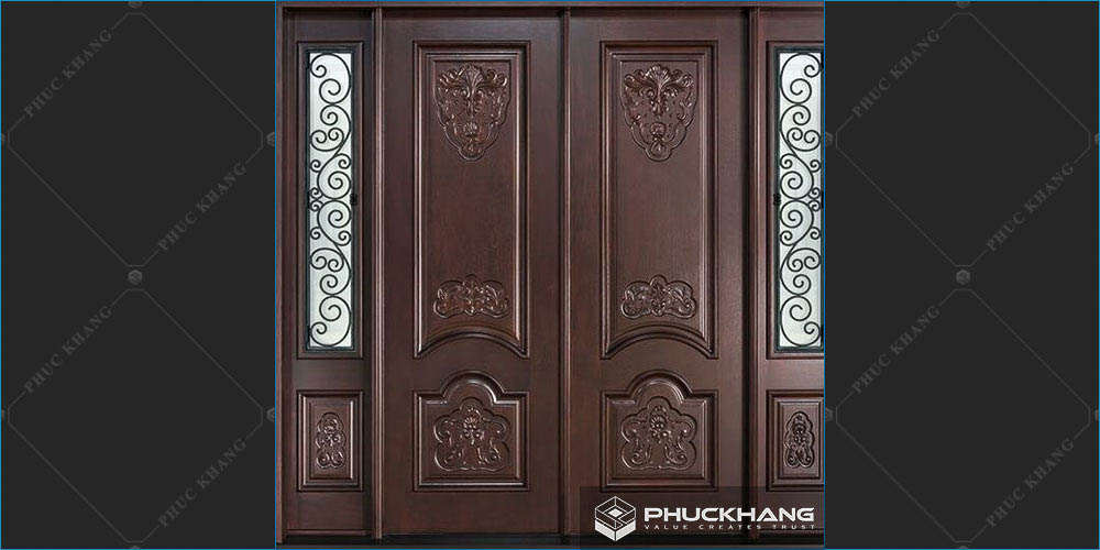 Mẫu cửa chính 4 cánh bằng gỗ lớn