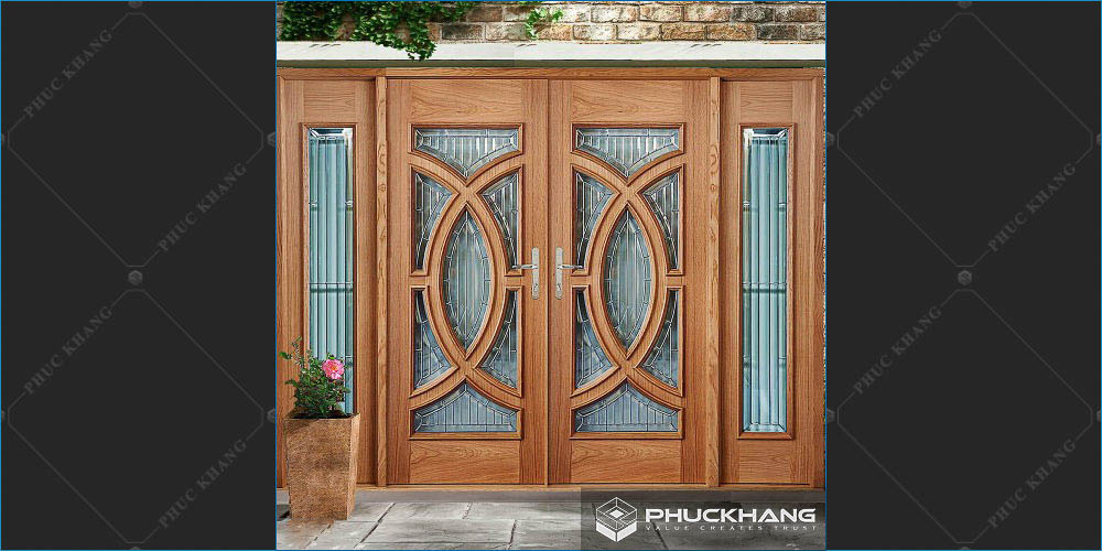 Mẫu cửa chính 4 cánh bằng gỗ lớn