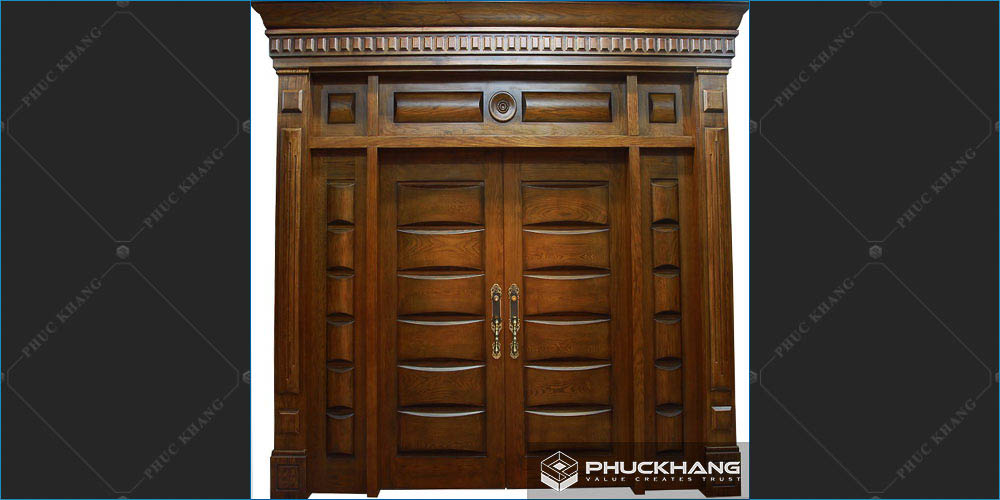 Mẫu cửa chính 4 cánh bằng gỗ đẹp