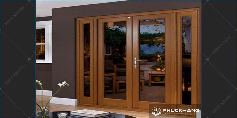 mẫu cửa gỗ kính 4 cánh