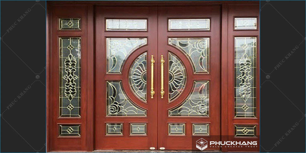 cửa kính khung gỗ
