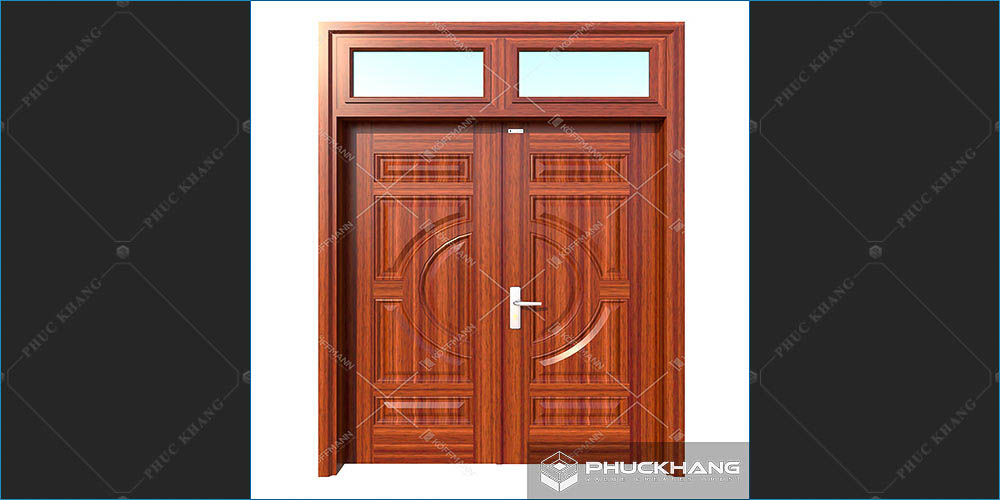mẫu cửa thép vân gỗ 2 cánh