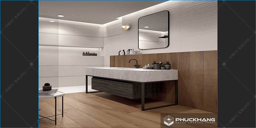 gạch ốp chân tường giả gỗ
