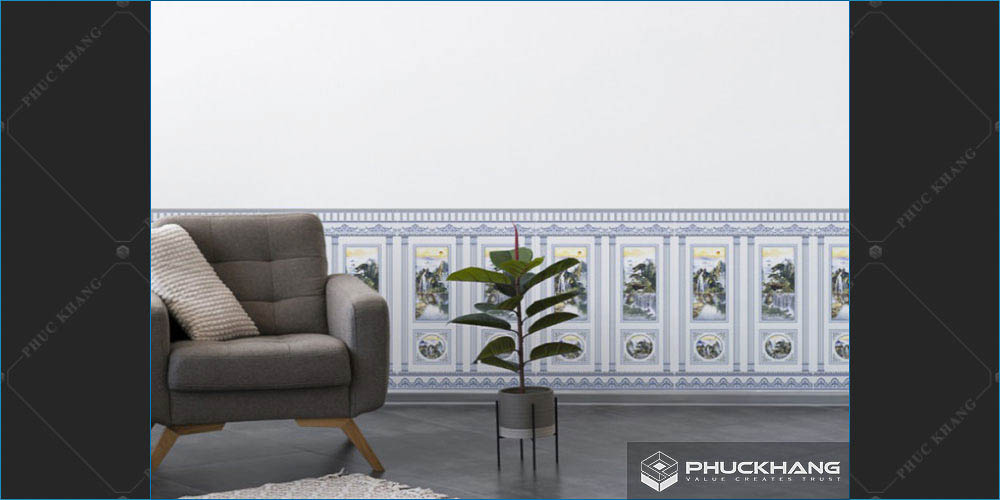 gạch ốp chân tường phòng khách