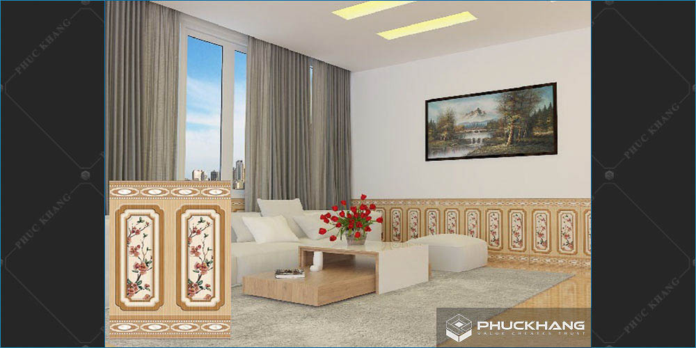 gạch ốp lát chân tường phòng khách