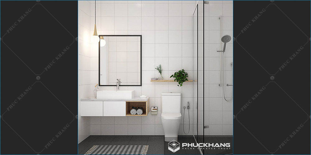 gạch ốp nhà vệ sinh nhà tắm tone trắng