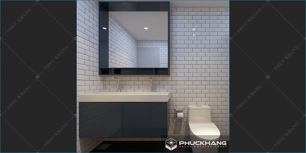 gạch ốp nhà vệ sinh nhà tắm tone trắng