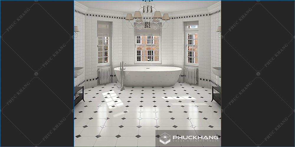 gạch ốp nhà vệ sinh nhà tắm tone trắng