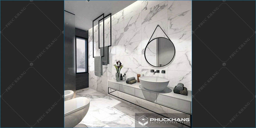 gạch ốp nhà vệ sinh nhà tắm tone trắng