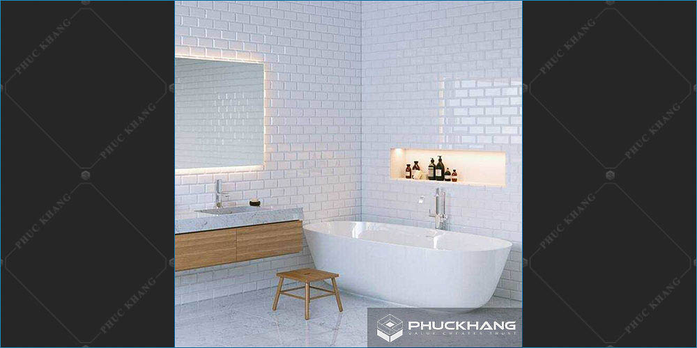 gạch ốp nhà vệ sinh nhà tắm tone trắng