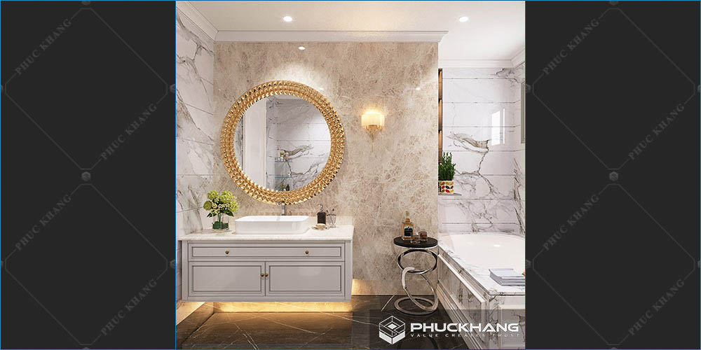 gạch ốp nhà vệ sinh nhà tắm tone trắng